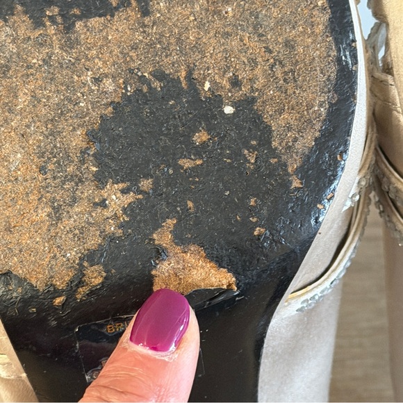 Lauren Ralph Lauren Silver Rhinestone Stilettos Slingback Women 8.5 Shoe Read - Picture 15 of 16